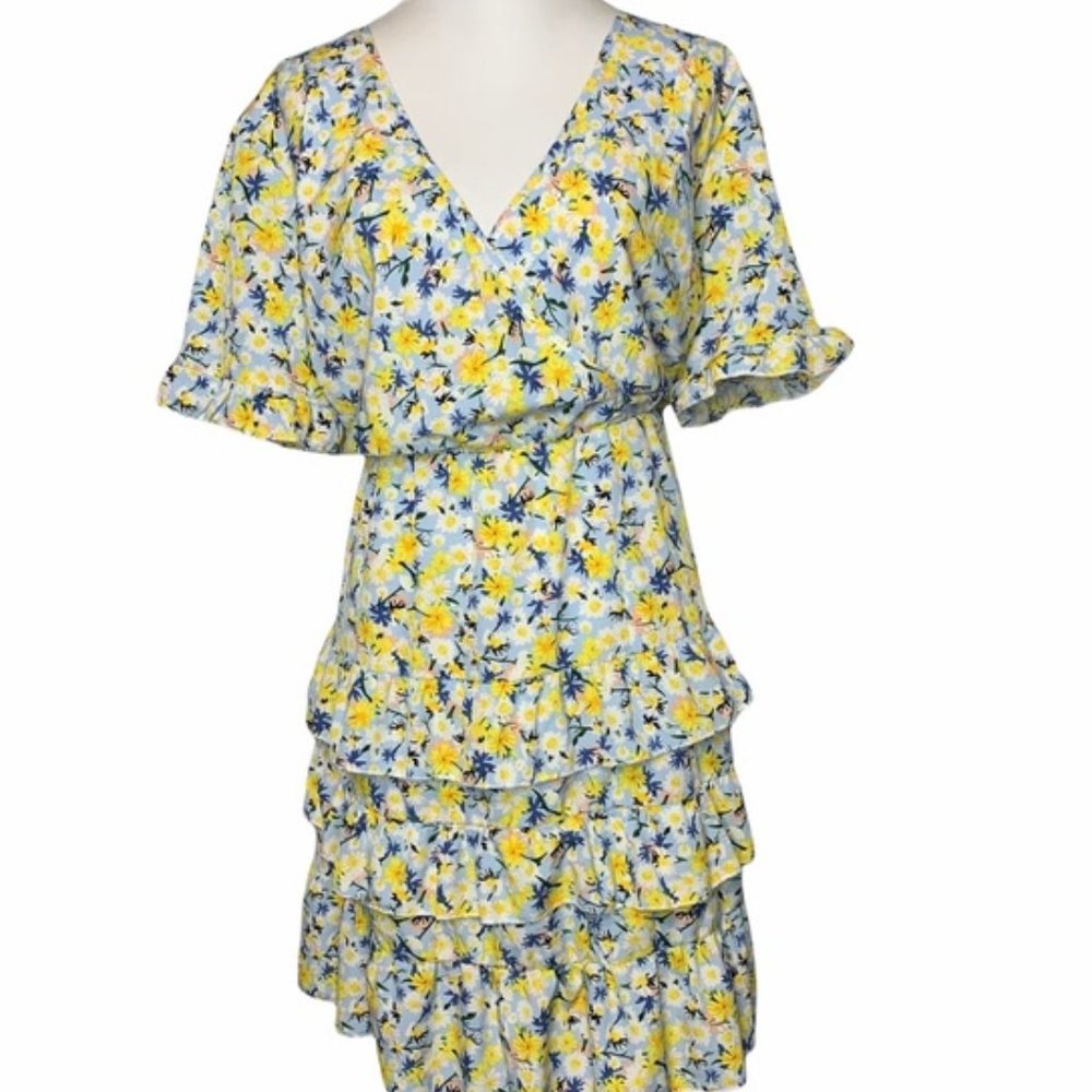 Bloom Chic Blue & Yellow Floral Dress, 4X